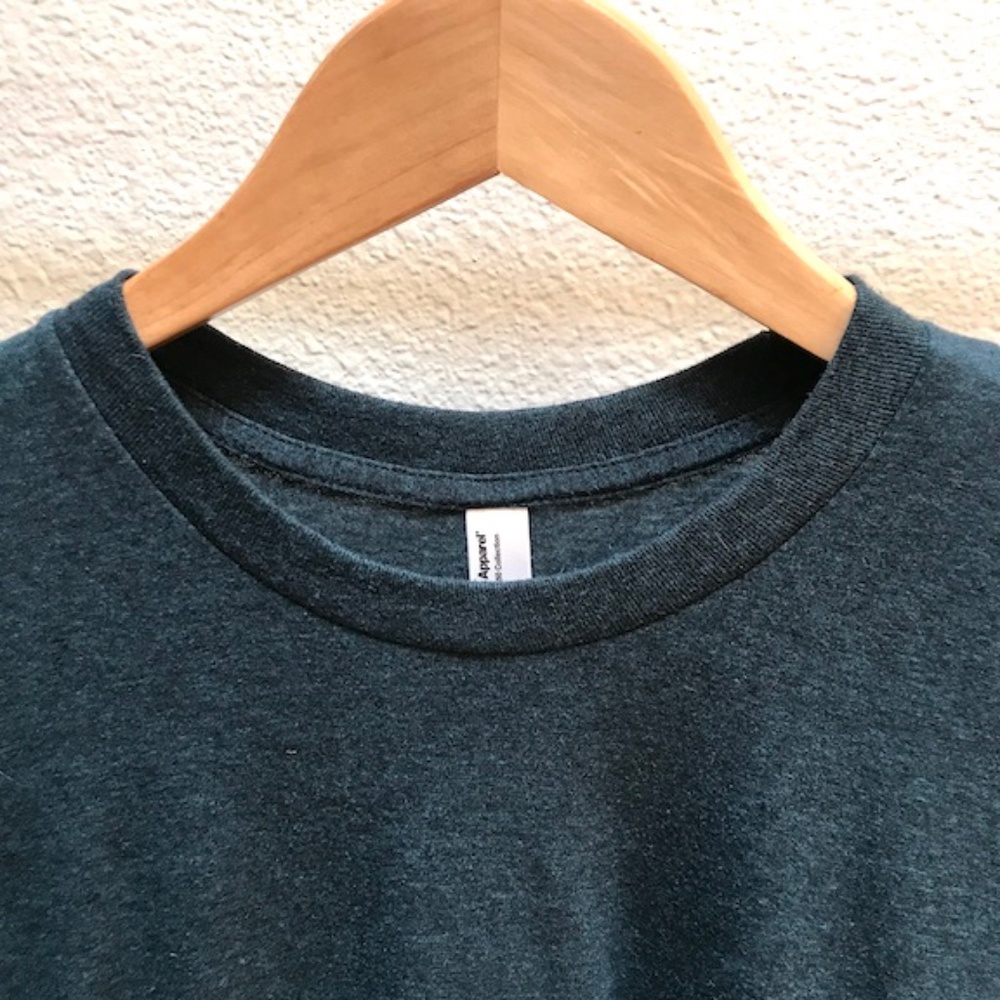 American Apparel Unisex 50/50 Short Sleeve Crewneck Small. Black Aqua Color. - Picture 10 of 11